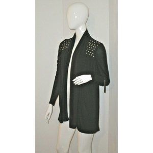 $140 BCBG Max Azria STUDDED Shoulder CARDIGAN BLACK Top ( M )